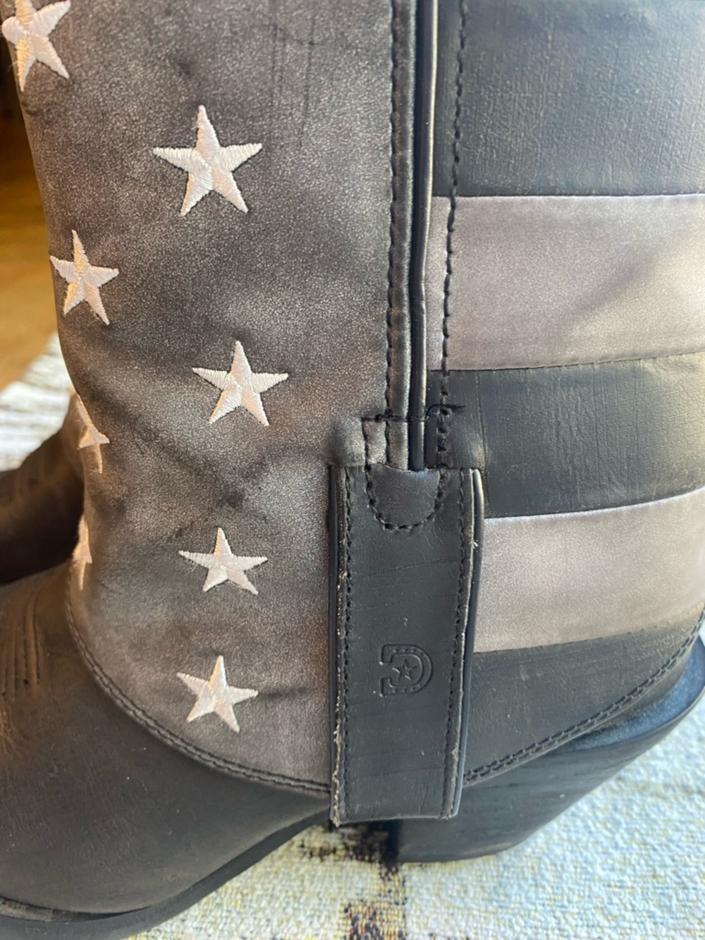 Durango Crush Black Gray Faded Flag Western Booties 6.5 cowgirl western grunge - Picture 8 of 16